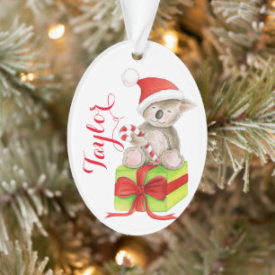Cute koala bear personalized gift tag Christmas Ornament