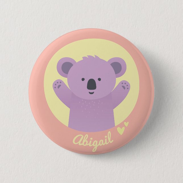 Cute Koala Bear Personalized Kids Button (Front)