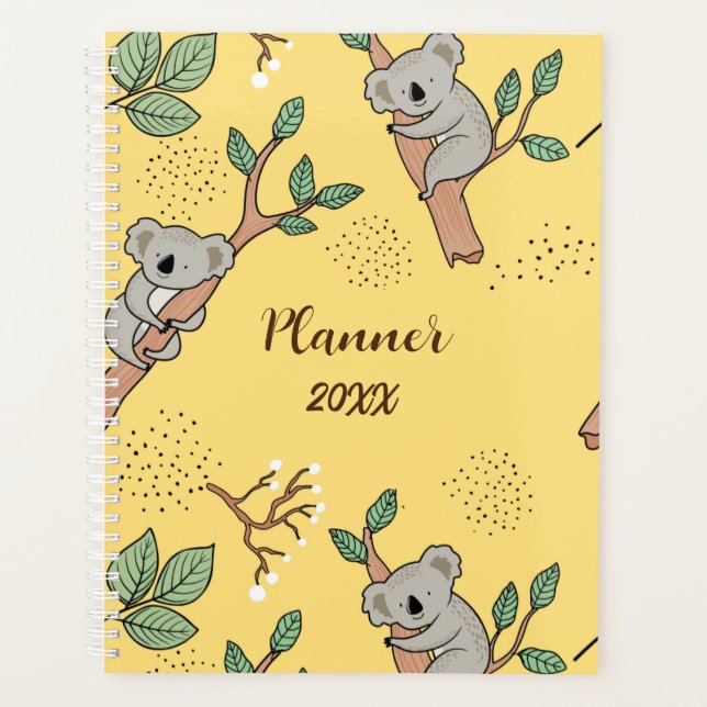 Cute Koala Bear Personalized Planner (Front)