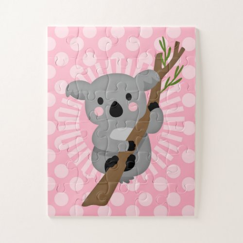Cute Koala Bear _ Pink Gray Girl Jigsaw Puzzle