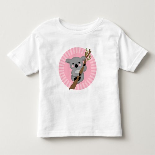 Cute Koala Bear _ Pink Gray Girl Toddler T_shirt