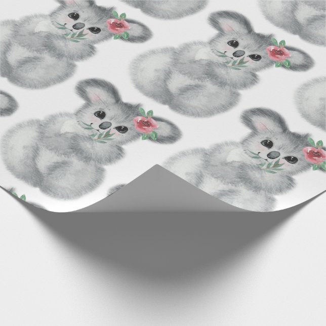 Cute Koala Bear Simple Watercolor Modern Wrapping Paper (Corner)
