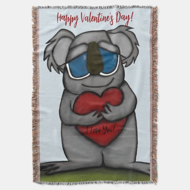 Cute Koala Bear Throw Blanket (Front Vertical)