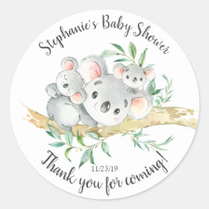 Cute Koala Bear Twins Baby Shower Favor Classic Round Sticker