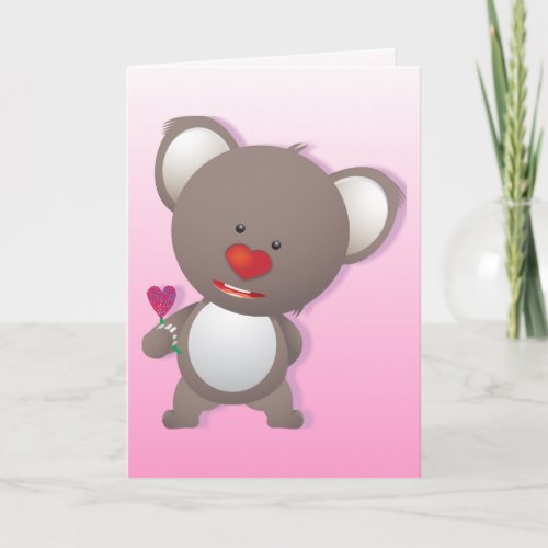 Cute Koala Bear Valentine Greeting Holiday Card