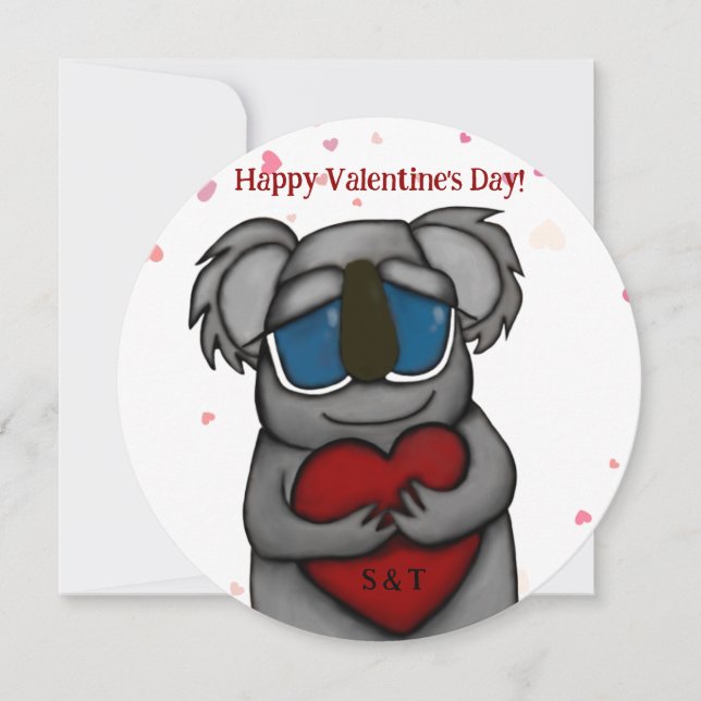 Cute Koala Bear Valentine's Day Card (Front)