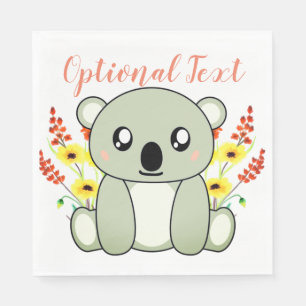 Cute Koala Bear with Flowers Napkins