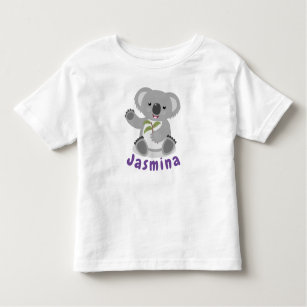 Cute koala bear with leaves cartoon illustration toddler t-shirt