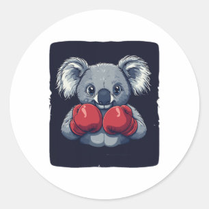 Cute Koala Bear With Serious Boxing Skills For Man Classic Round Sticker
