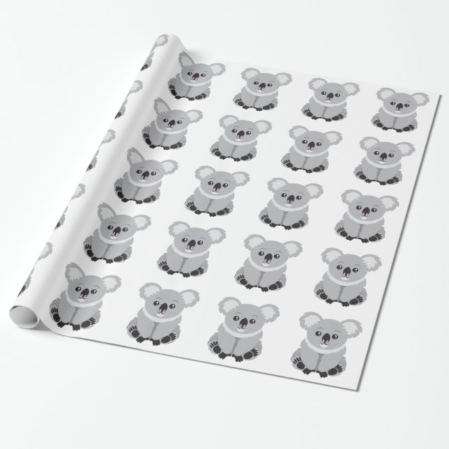 Cute Koala Bear Wrapping Paper (Unrolled)