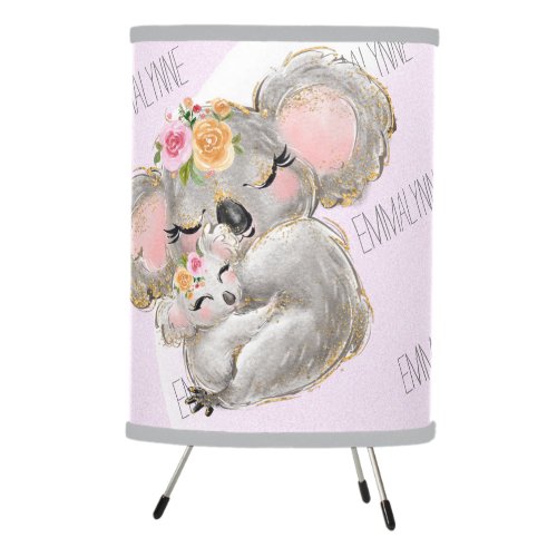 Cute Koala Bears Gray Childs Name Pink lamp