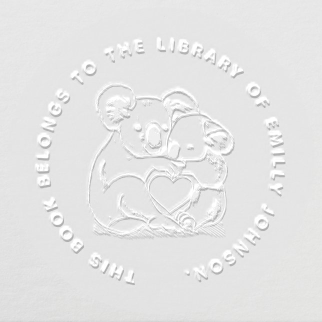 Cute Koala Bears Simple Modern Library Book Embosser (Design)