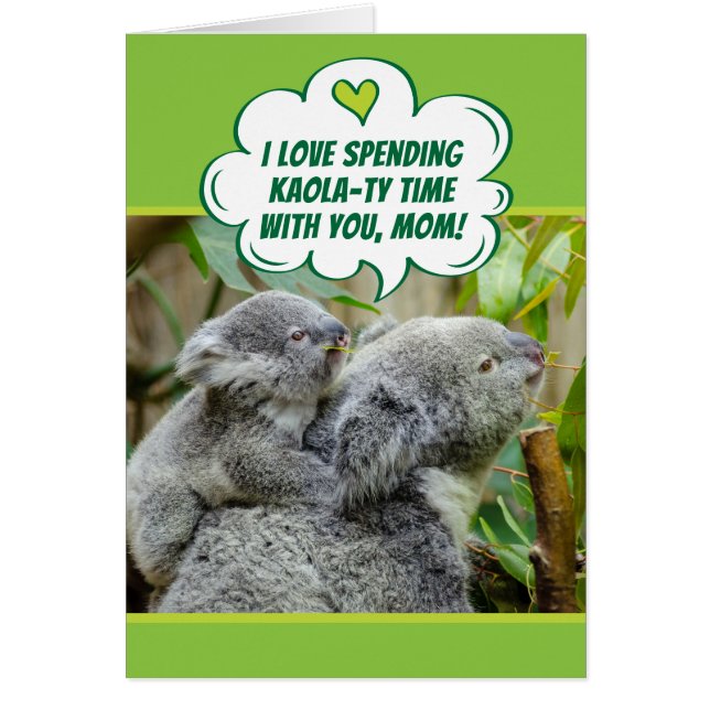 Cute Koala Bears Spending Quality Time Together Cards (Front)
