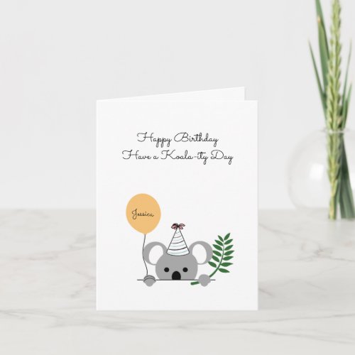 Cute koala Birthday Card _ Custom text