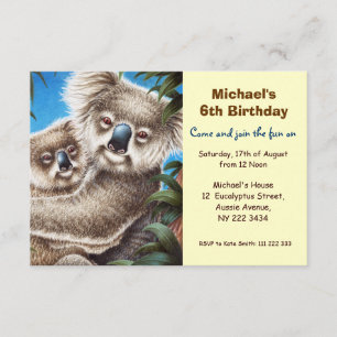 Cute Koala Birthday Party Invitation