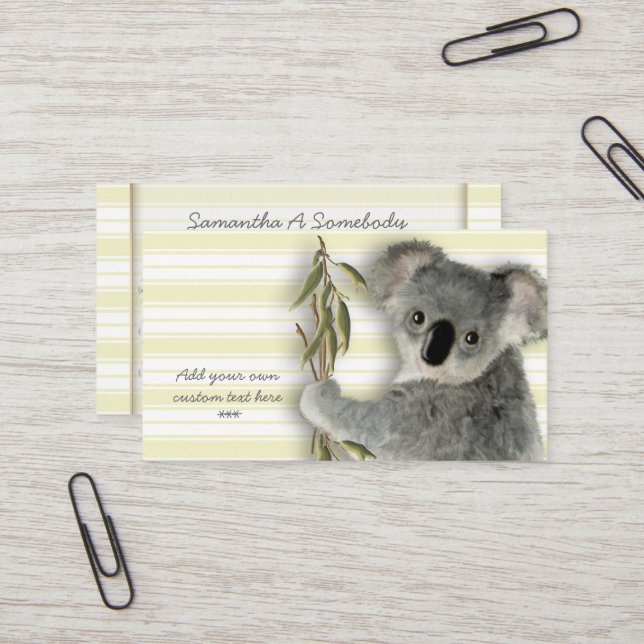 Cute Koala Business Card (Front/Back In Situ)