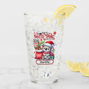 Cute Koala Chirstmas Personalized Name Glass