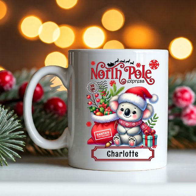 Cute Koala Chirstmas Personalized Name Mug (Creator Uploaded)