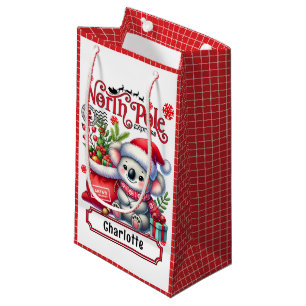 Cute Koala Chirstmas Personalized Name Small Gift Bag