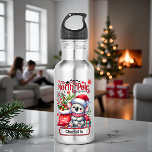 Cute Koala Chirstmas Personalized Name Stainless Steel Water Bottle