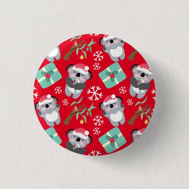 Cute Koala Christmas Button (Front)