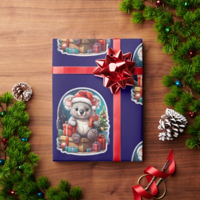 Cute Koala Christmas Celebration Wrapping Paper