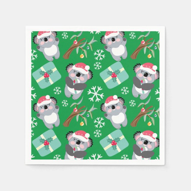 Cute Koala Christmas Napkins (Front)
