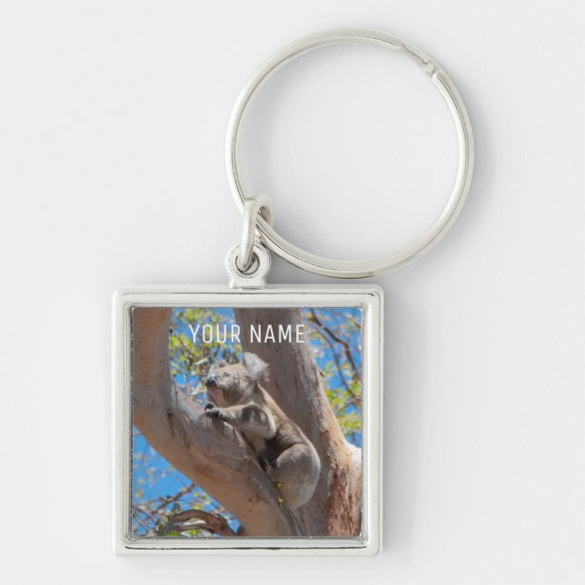 Cute Koala Climbing in a Tree Australia Keychain (Front)