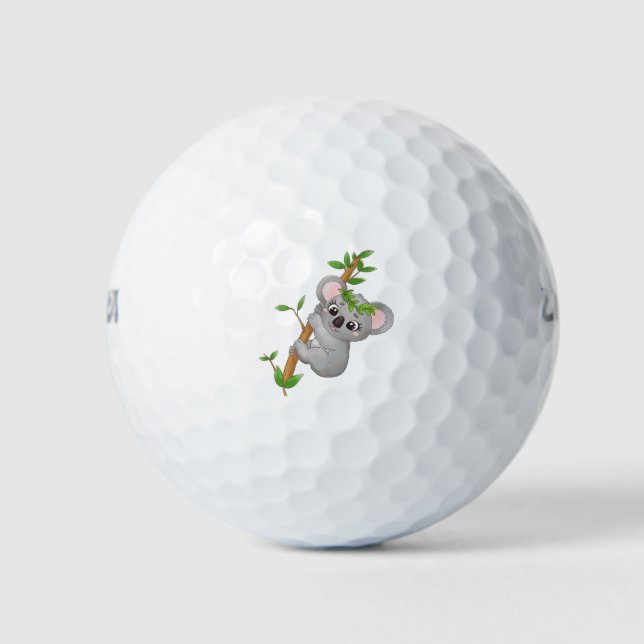 Cute koala climbing tree golf balls (Front)