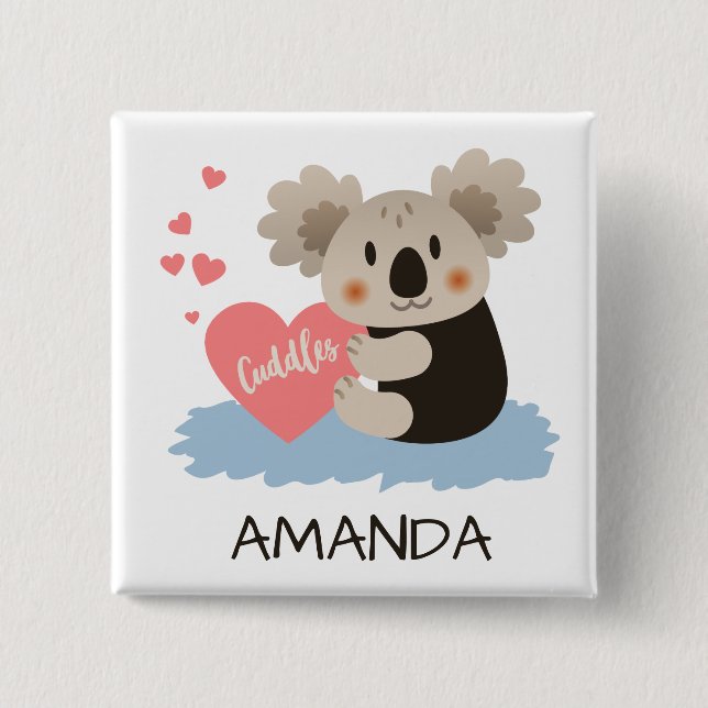 Cute Koala Cuddles ID386 Button (Front)