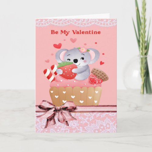 Cute Koala  Cupcake Valentine Card