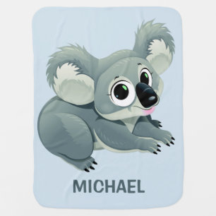 Cute Koala custom name baby blanket