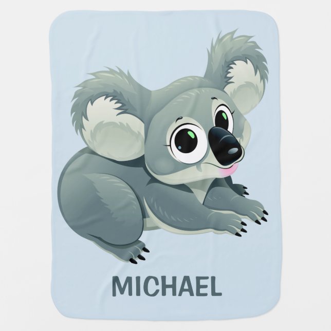 Cute Koala custom name baby blanket (Front)