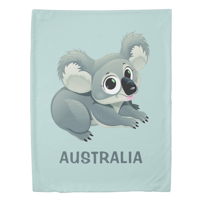 Cute Koala custom text duvet cover (Front)