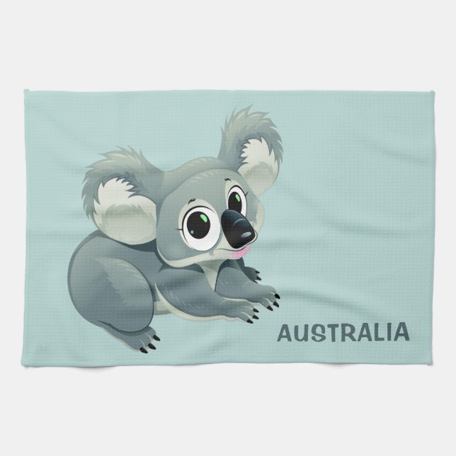 Cute Koala custom text hand towel (Horizontal)