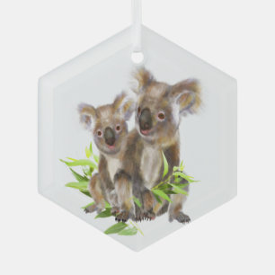 Cute Koala Cute Australian Bears Animal Fun Glass Ornament