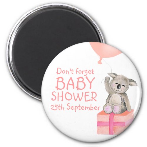 Cute koala dont forget baby shower magnet