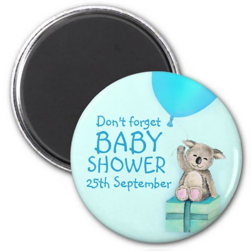 Cute koala dont forget boy baby shower magnet