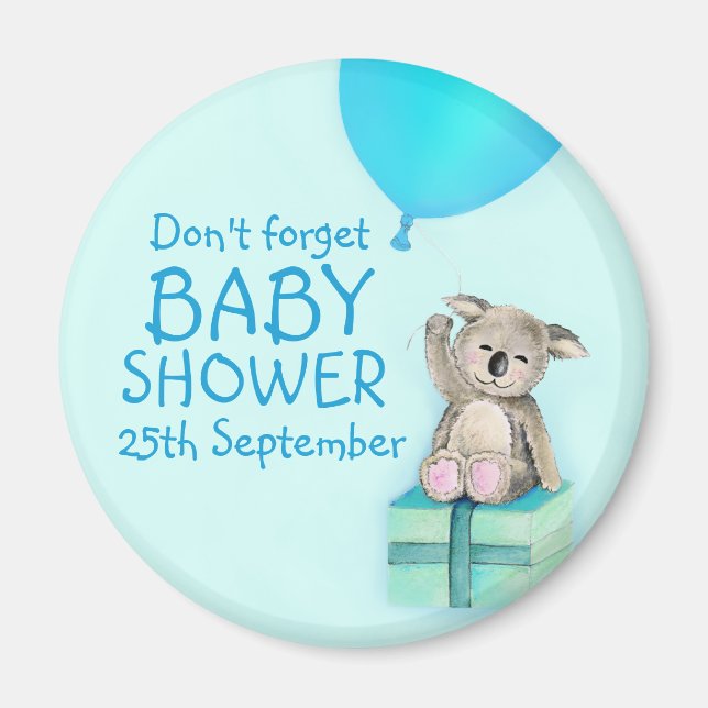 Cute koala don't forget boy baby shower magnet (Front)
