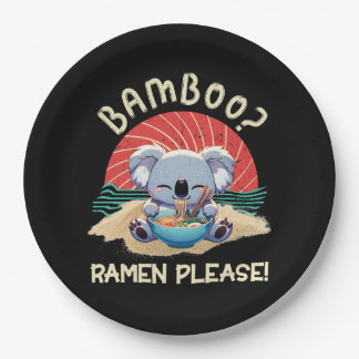 Cute Koala eating Ramen Vintage Sunshine Paper Plates