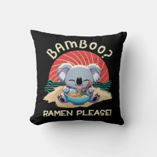 Cute Koala eating Ramen Vintage Sunshine Throw Pillow