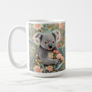 Cute Koala Elegant Pastel Floral Coffee Mug
