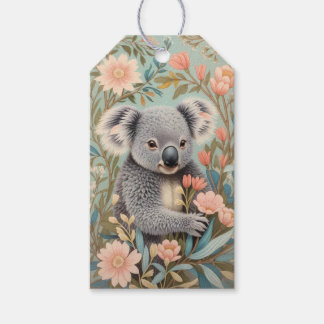 Cute Koala Elegant Pastel Floral Gift Tags