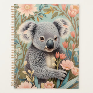 Cute Koala Elegant Pastel Floral Planner