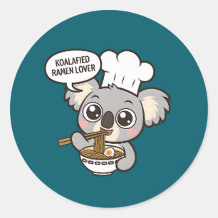 Cute Koala enjoying Ramen Classic Round Sticker