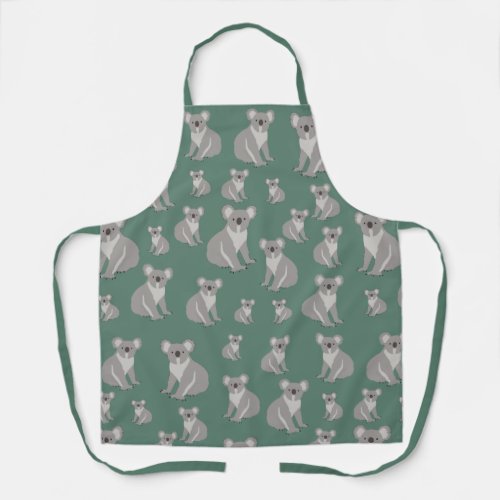 Cute Koala Eucalyptus Green Pattern Apron