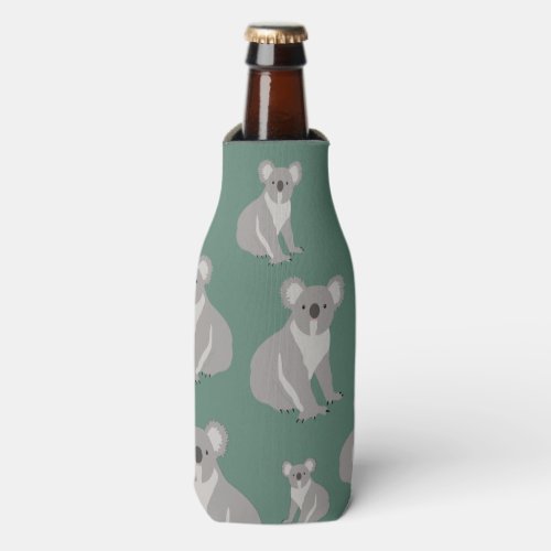 Cute Koala Eucalyptus Green Pattern  Bottle Cooler