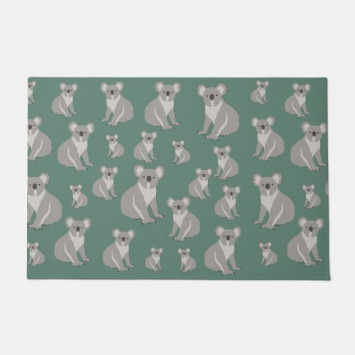 Cute Koala Eucalyptus Green Pattern Doormat