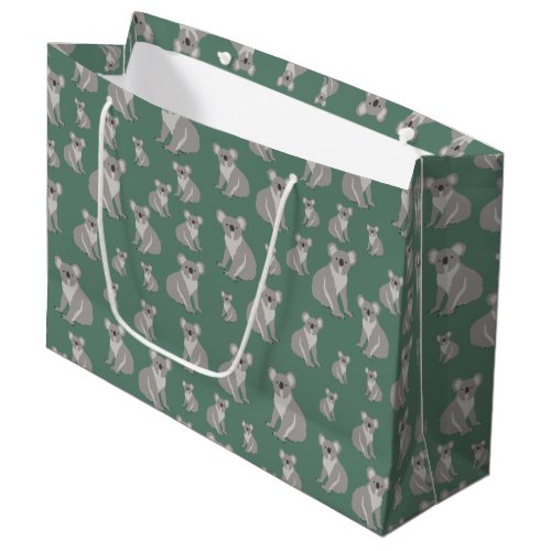 Cute Koala Eucalyptus Green Pattern Large Gift Bag