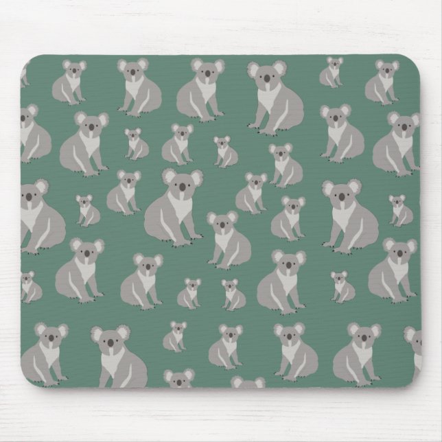Cute Koala Eucalyptus Green Pattern Mouse Pad (Front)